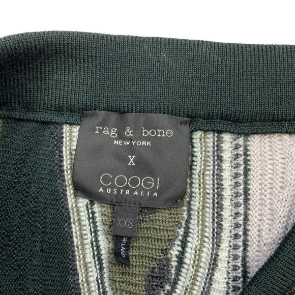 COOGI X Rag & Bone Merino Wool Skirt XXS 2XS Flynt Green 3D Knit Straight Fit - Picture 3 of 12